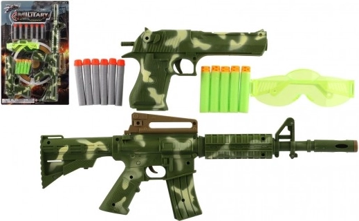 Pistolet et fusil en plastique avec projectiles en mousse et lunettes de protection