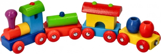 Goki train en bois coloré avec wagons magnétiques