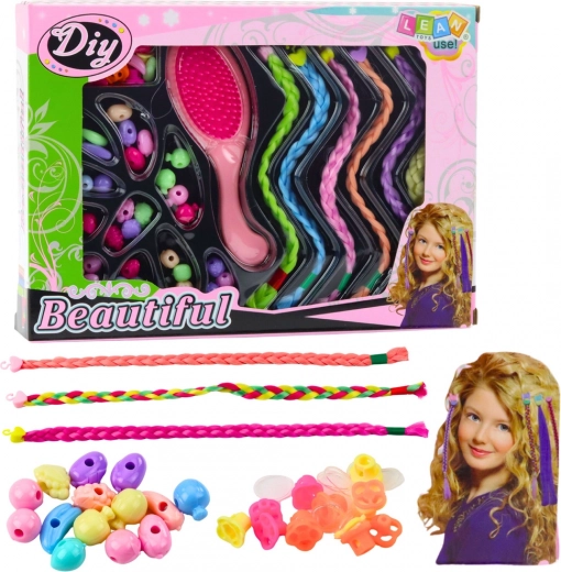 Kit de tressage avec perles DIY – mèches colorées pour enfants