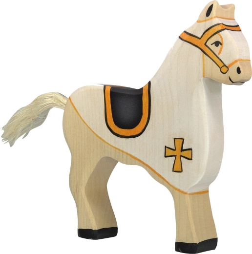 Cheval de tournoi Holztiger, blanc - 1 pièce