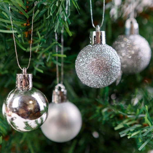 Ensemble de décorations de Noël argentées pour sapin, 12 pièces