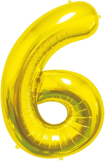 Ballon en feuille chiffre 6, doré 85 cm