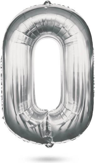 Ballon en aluminium chiffre 0 argenté pour anniversaire, 40 pouces