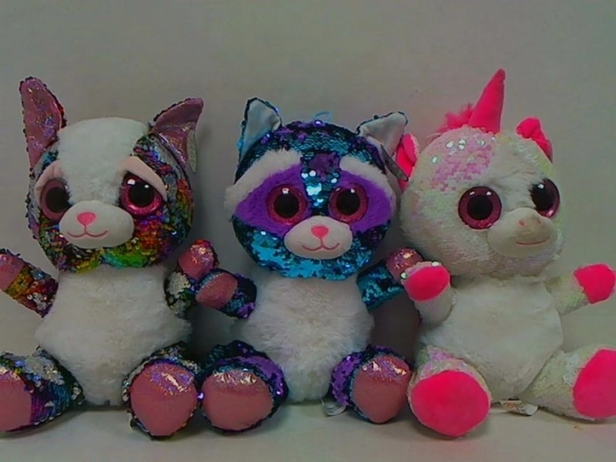 Peluche animale colorée à sequins 28 cm