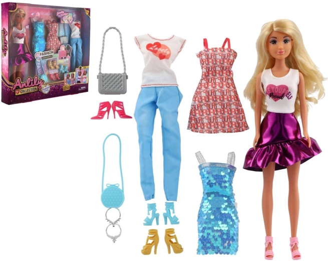Poupée Anlily 28 cm avec vêtements et accessoires de mode en boîte