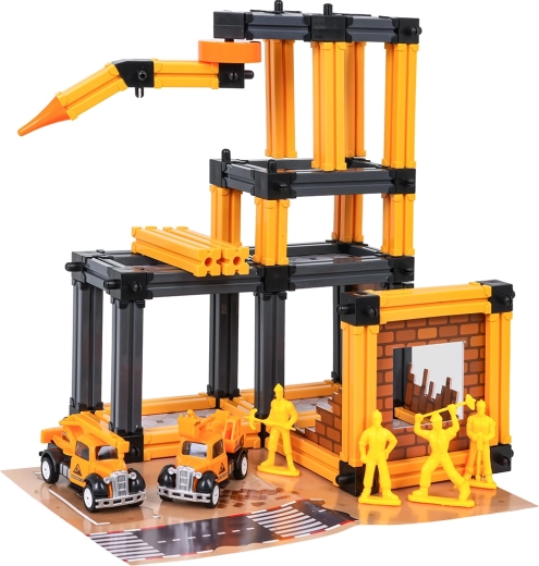 Garage de chantier avec accessoires et figurines