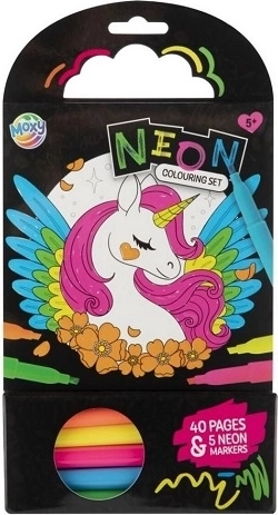Coloriage néon avec licorne 15 × 15 cm (40 pages) + 5 feutres néon