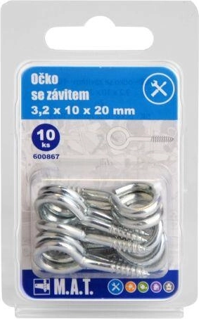 Œillet fermé fileté 20 × 10 × 3,2 mm, zingué (10 pcs)