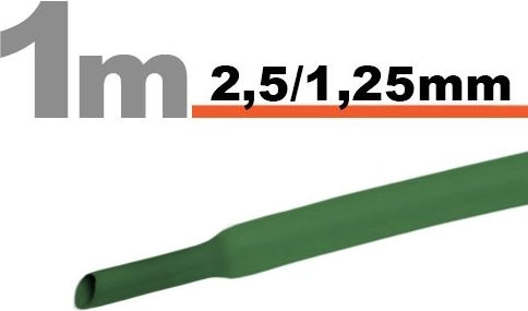 Gaine thermorétractable verte 2,5/1,25 mm