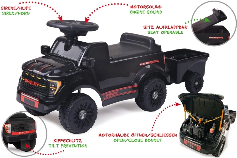 Porteur Shelby Ford F-150 Raptor avec remorque, noir