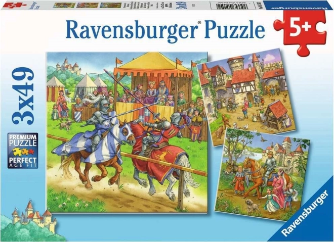 Ravensburger puzzle tournoi de chevaliers 3×49 pièces