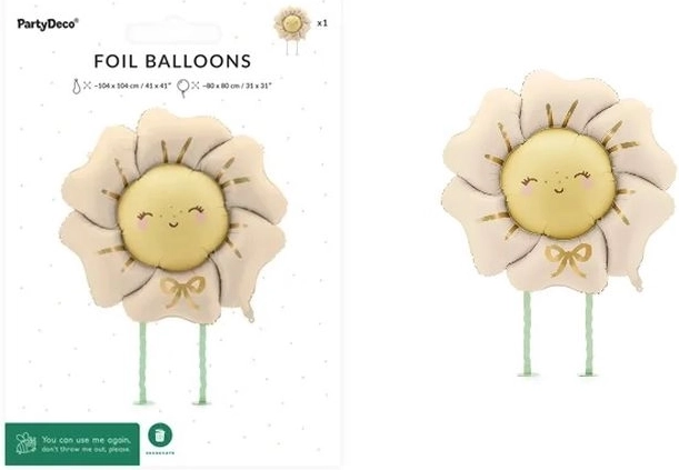 Ballon aluminium marcheur fleur beige clair 104 × 104 cm