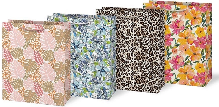 Sac cadeau en papier A4 avec impression, motifs assortis