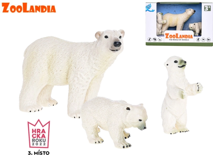Zoolandia ours polaire avec oursons – set de figurines en plastique