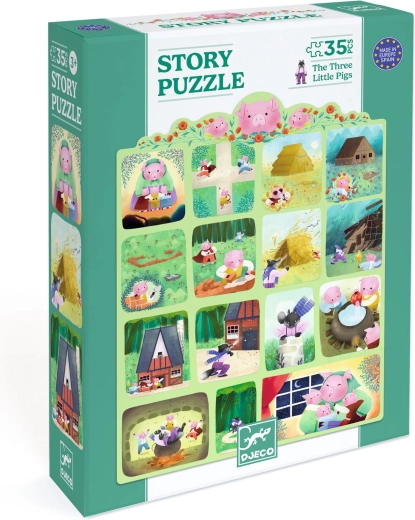 Puzzle narratif Djeco Les Trois Petits Cochons, 35 pièces