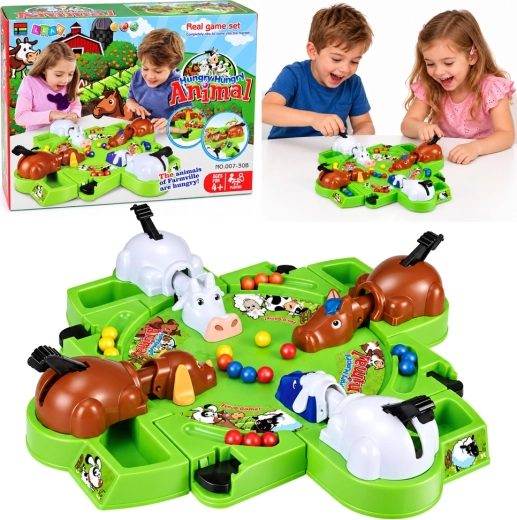 Jeu familial de ferme Les animaux affamés avec lanceurs de billes