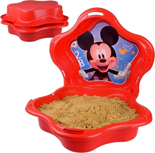 bac à sable en plastique en forme de coquille 2-en-1 avec motif MICKEY MOUSE – refermable, peut aussi servir de petite piscine