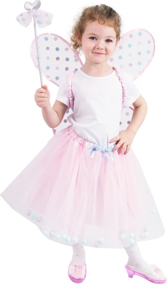 Costume enfant fée rose avec ailes lumineuses