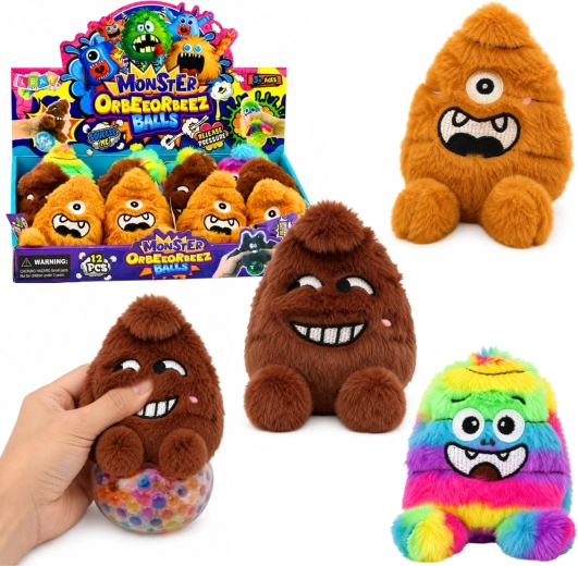 Monstre en peluche à presser antistress avec paillettes 8 cm - 1 pièce