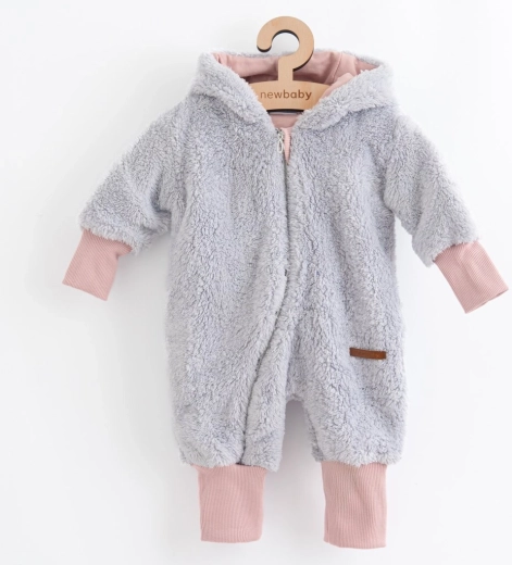 Combinaison d’hiver pour enfant de luxe New Baby Teddy Bear gris‑rose