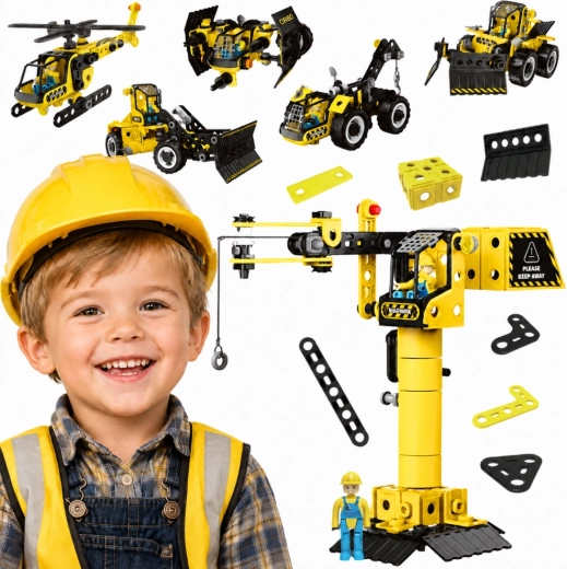 Woopie kit de construction de véhicules de chantier STEAM 6 en 1, 223 pièces