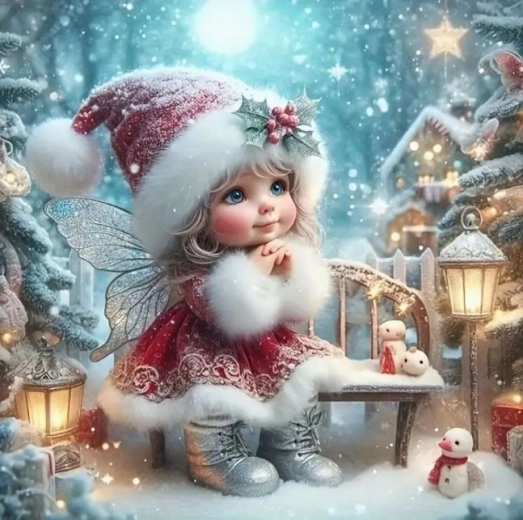 Peinture diamant fée en costume de Père Noël 30 × 40 cm