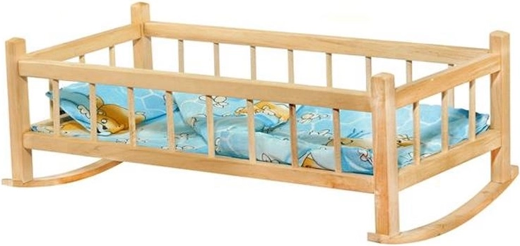 Grande berceau en bois pour poupées avec literie - 1 pièce