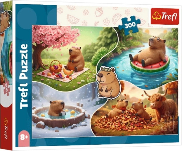 Puzzle 300 pièces – Quatre saisons avec des capybaras