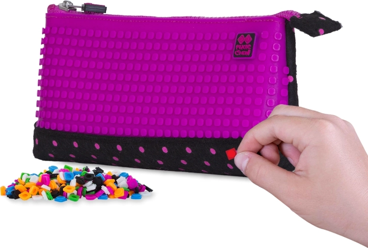 Grande trousse Pixie Crew noire avec pastille fuchsia
