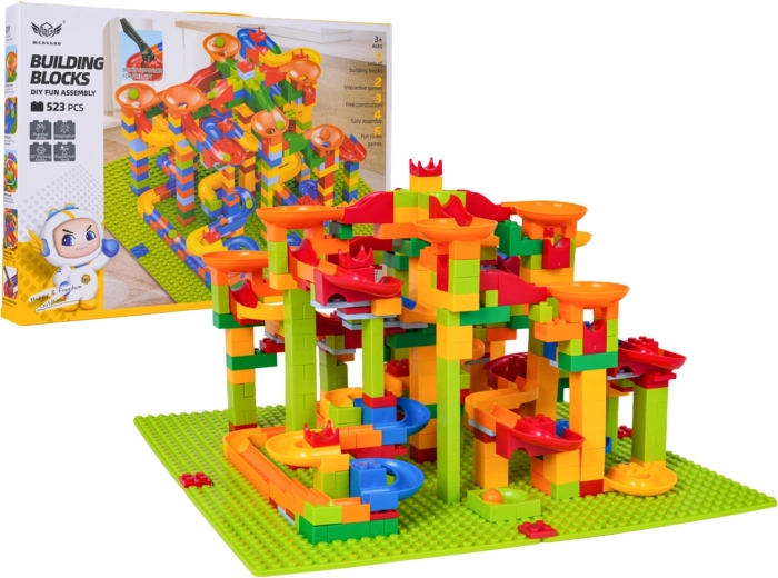 Kit de construction coloré – circuit de billes 523 pièces
