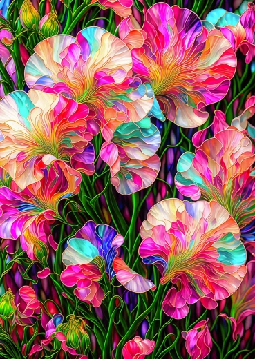 Puzzle ENJOY vitrail aux fleurs de pois de senteur, 1000 pièces