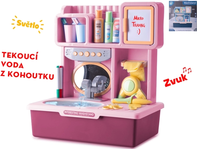 Lavabo pour enfants interactif rose avec lumière, son et eau courante