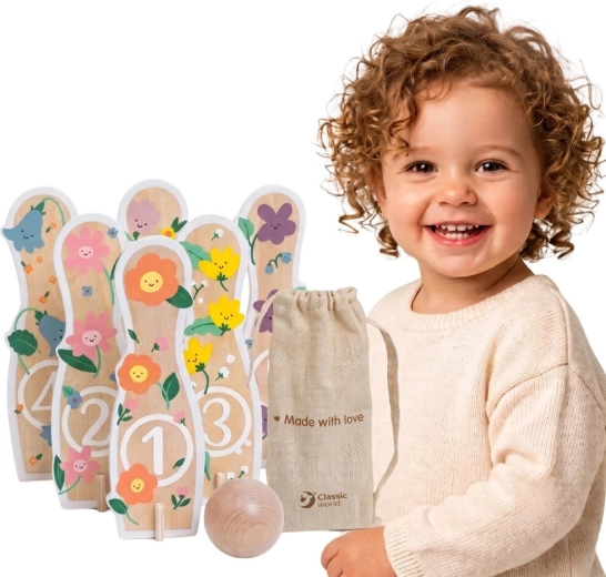 Quilles en bois pour enfants Classic World avec balle