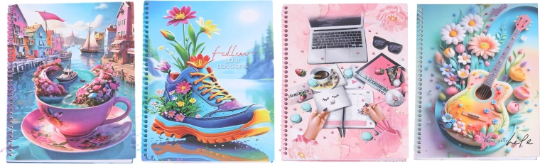 Bloc-notes à spirale ligné Fantaisie 21 × 29 cm - 1 pièce