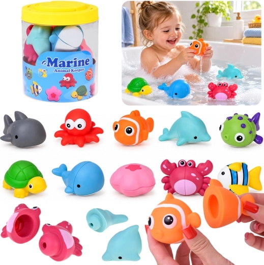 Jouets de bain animaux marins démontables en deux parties, set de 10 pièces