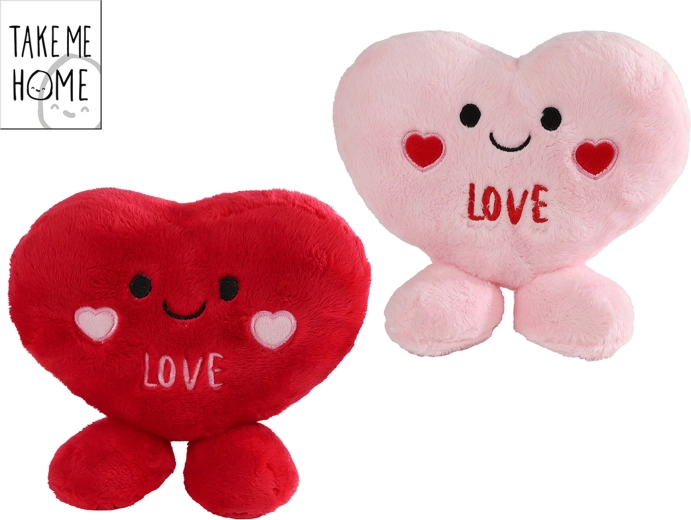 Take Me Home cœur en peluche avec visage 14 cm - 1 pièce