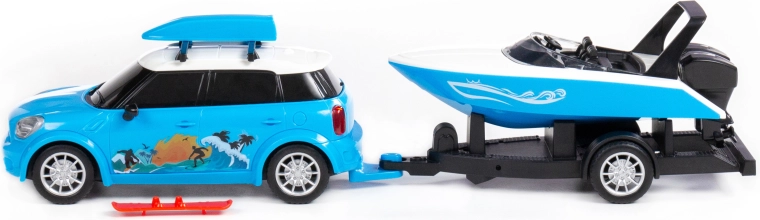 Remorque avec bateau à moteur
