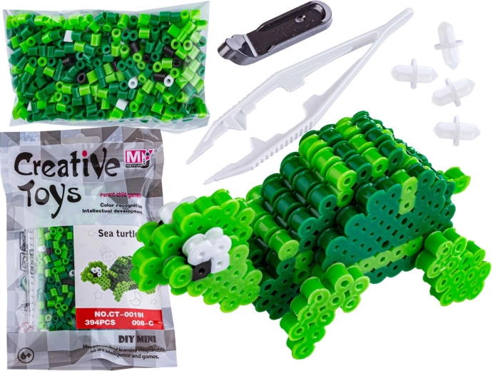 Perles à repasser 3D – tortue de mer (gabarit), sachet
