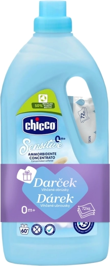Chicco assouplissant Baby Sensitive Poudre douce 1,5 l (60 lavages) + lingettes humides 72 pcs