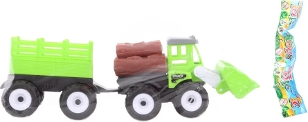 Tracteur en plastique avec chargeur et remorque pour enfants