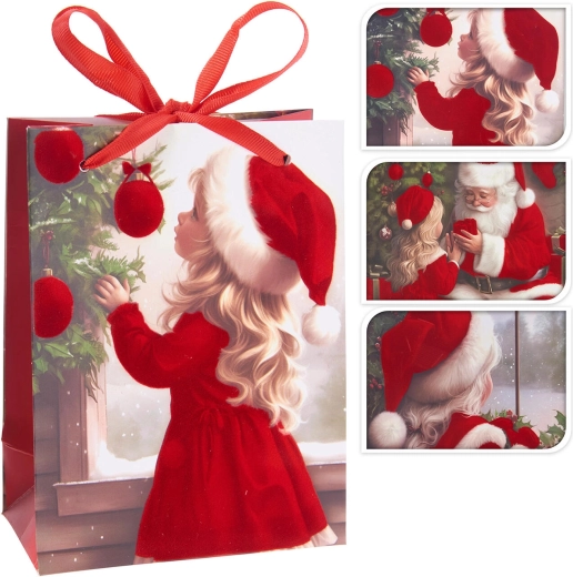 Sac cadeau de Noël avec motif de jeune fille 24 × 18 × 8 cm