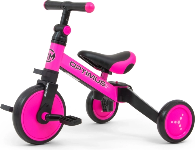 Milly Mally porteur et tricycle pour enfants 3 en 1 Optimus rose