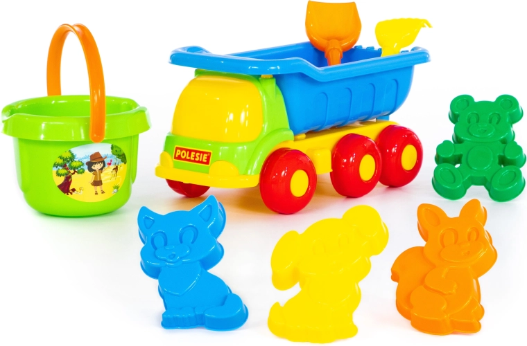 Set de plage avec camion-benne et seau