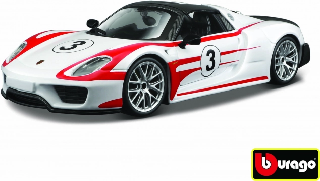 Modèle de voiture en métal 1:24 Porsche 918 Weissach – blanc