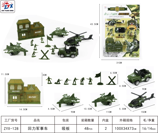 Set de matériel militaire avec hélicoptère