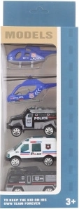 Set de voitures de police en métal avec hélicoptères