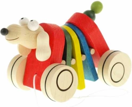 Jouet à tirer en bois Chien clapet