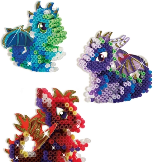 Trois dragons 3D avec 1 800 perles