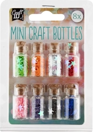 Mini flacons colorés pour créations avec remplissage décoratif – 8 pièces