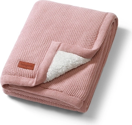 Babyono couverture en coton avec doublure en polaire sherpa 75 × 100 cm rose